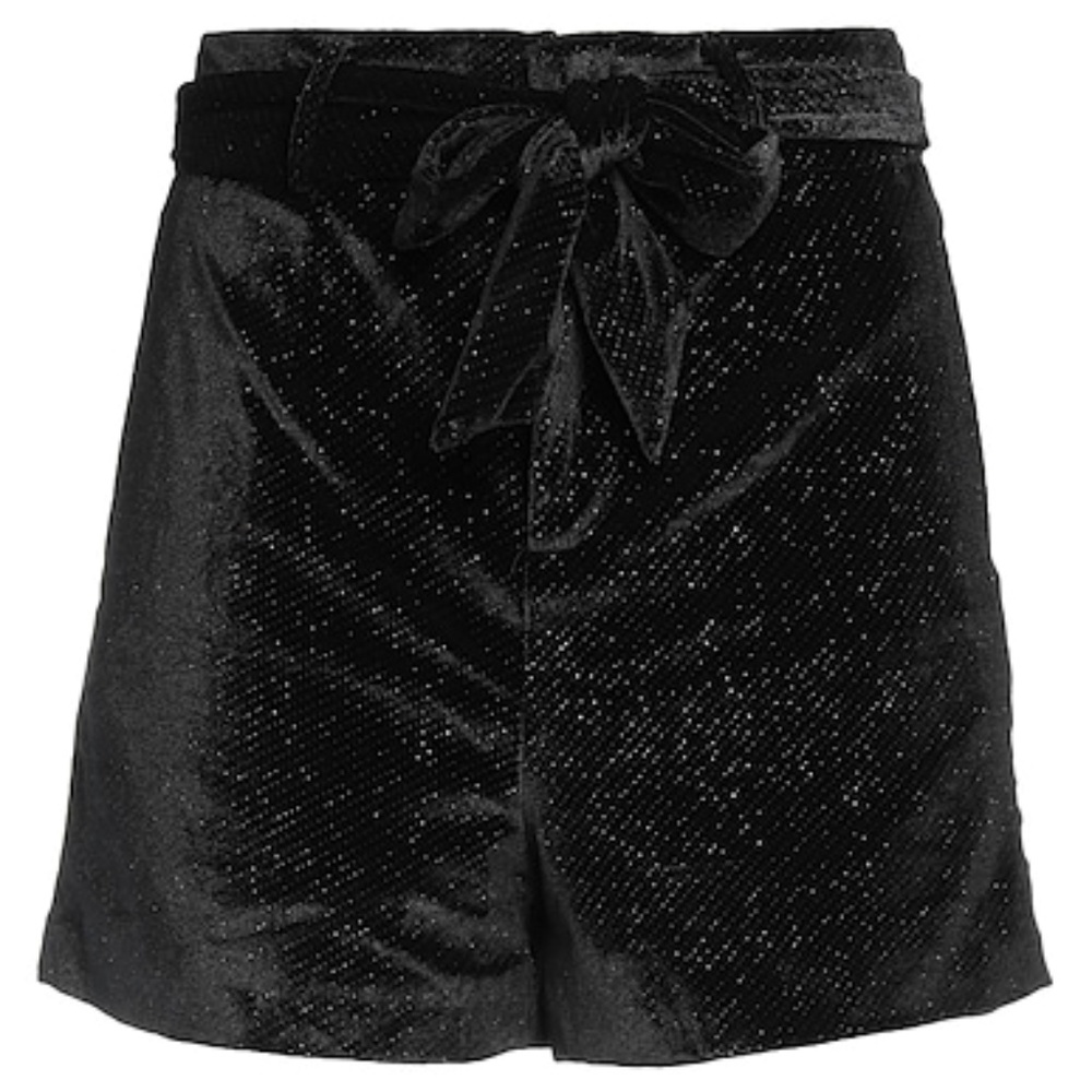 NWT Lili Sidonio Black Velvet Rhinestone High Waist Shorts - Picture 3 of 13